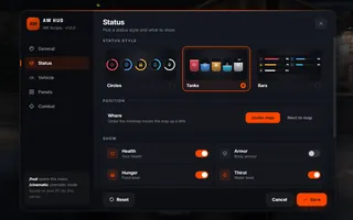 Status settings, in game